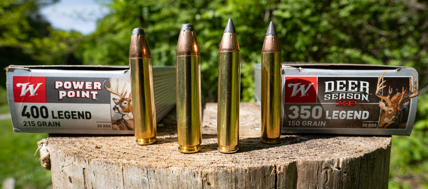 Winchester 400 legend ammo side by side with 350 legend ammo