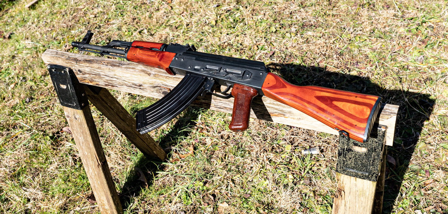 An AK-47 rifle that fires 7.62x39 ammo